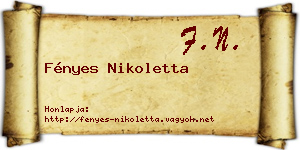 Fényes Nikoletta névjegykártya