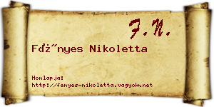 Fényes Nikoletta névjegykártya